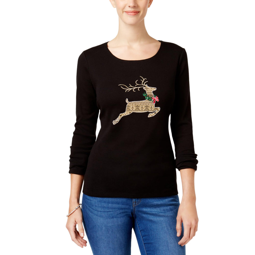 Karen Scott Cotton Reindeer T-Shirt
