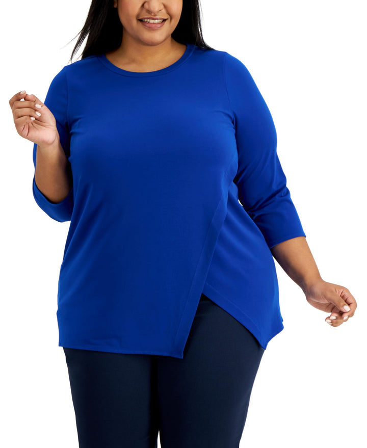 Alfani Plus Size Crossover Hem Tunic