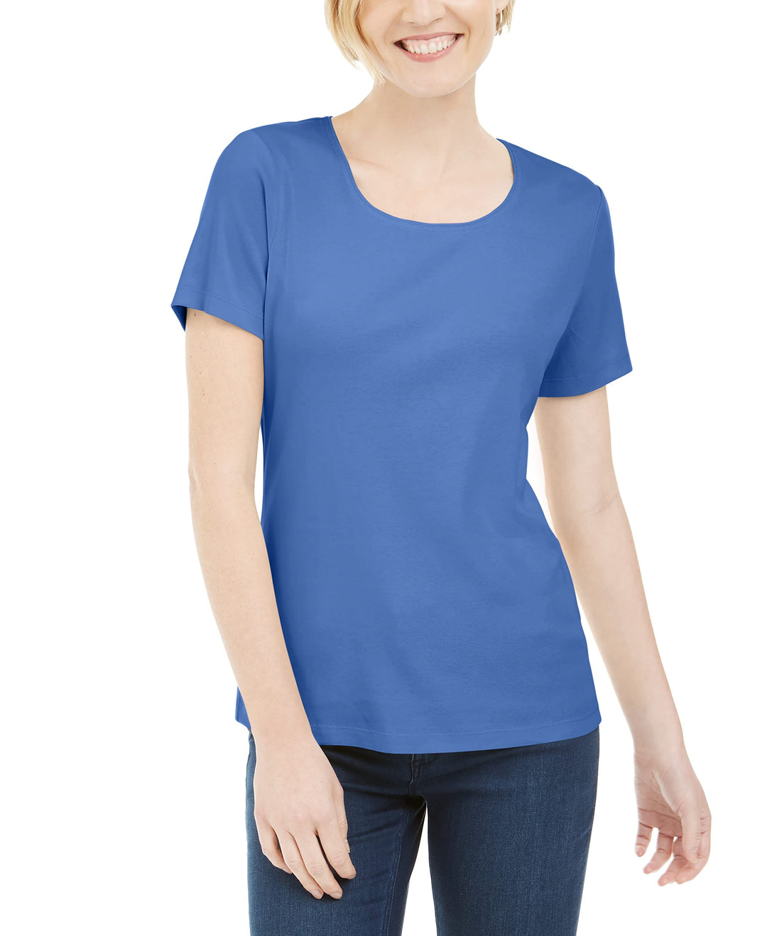 Karen Scott Petite Cotton Scoop Neck Top