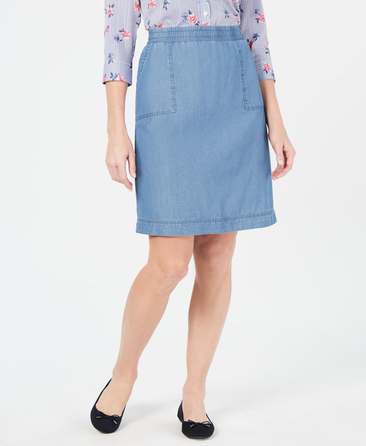 Karen Scott Petite Cotton Denim Skirt