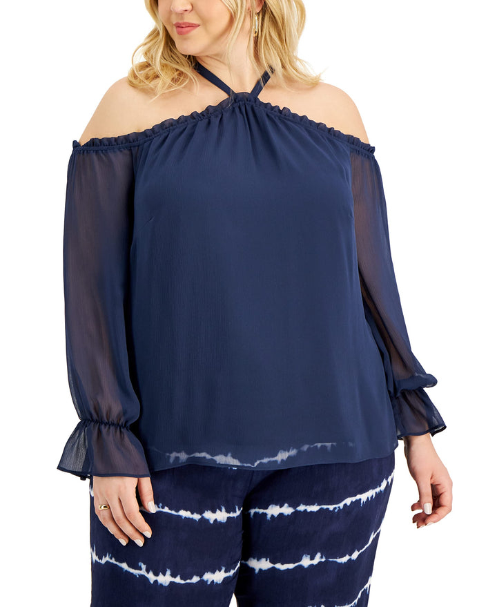 INC International Concepts Plus Size Cold Shoulder Blouse