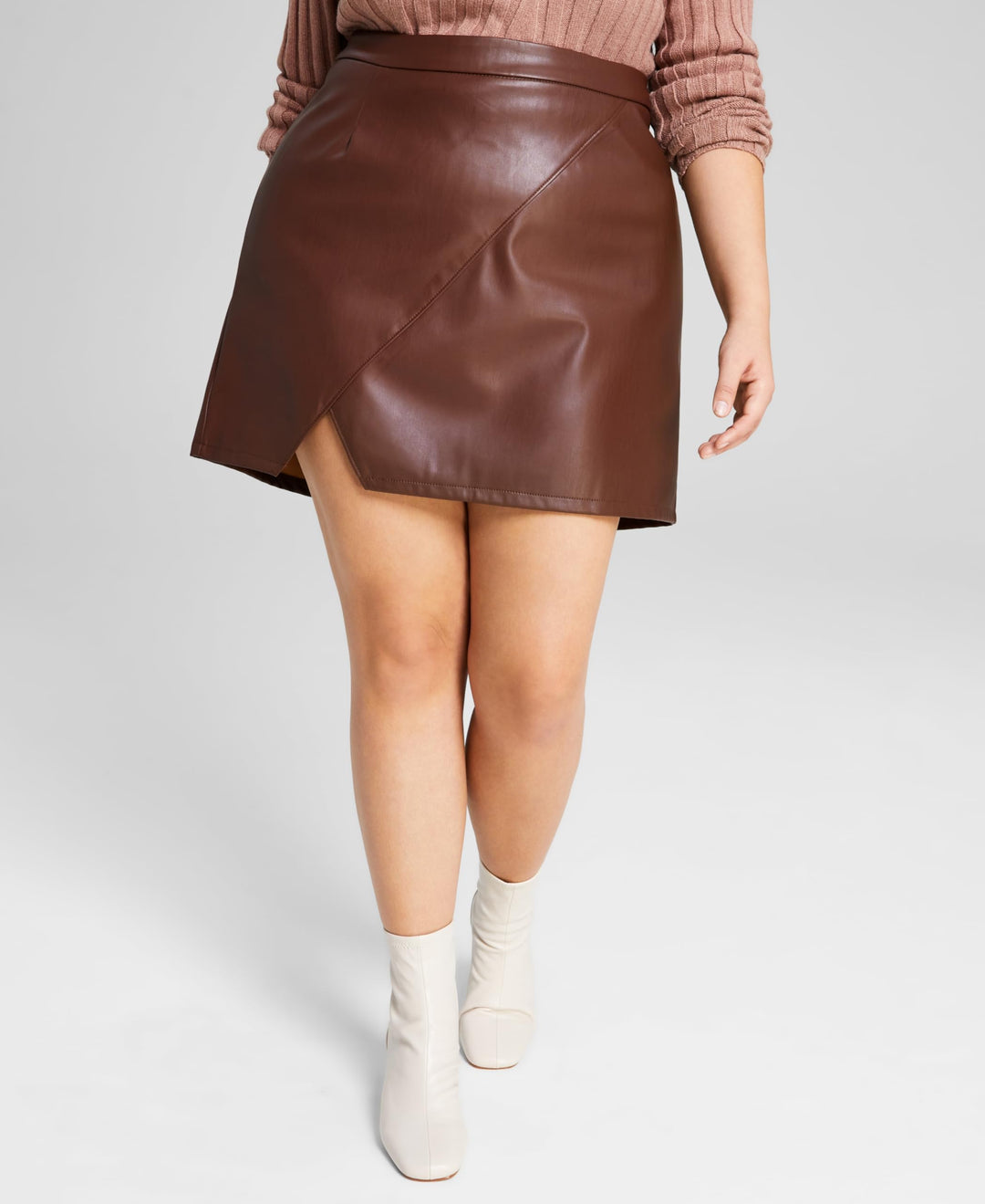 Trendy Plus Size Faux Leather Mini Skirt