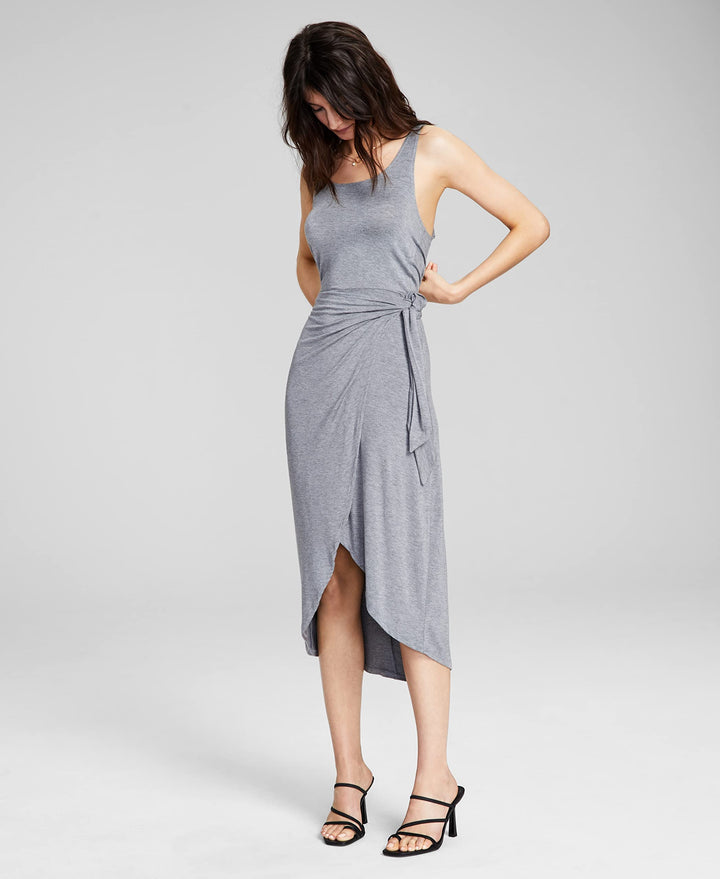 Women's Knit Side-Tie Tulip Midi Dress