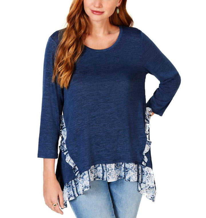 Contrasting-Ruffle Top