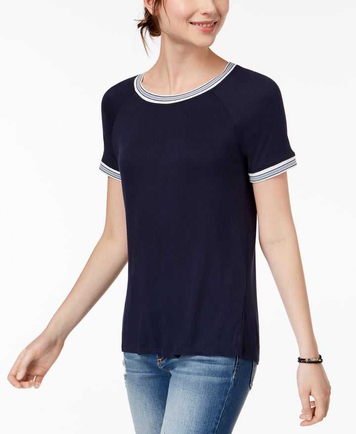 Hippie Rose Juniors Crew Neck Ringer T-Shirt