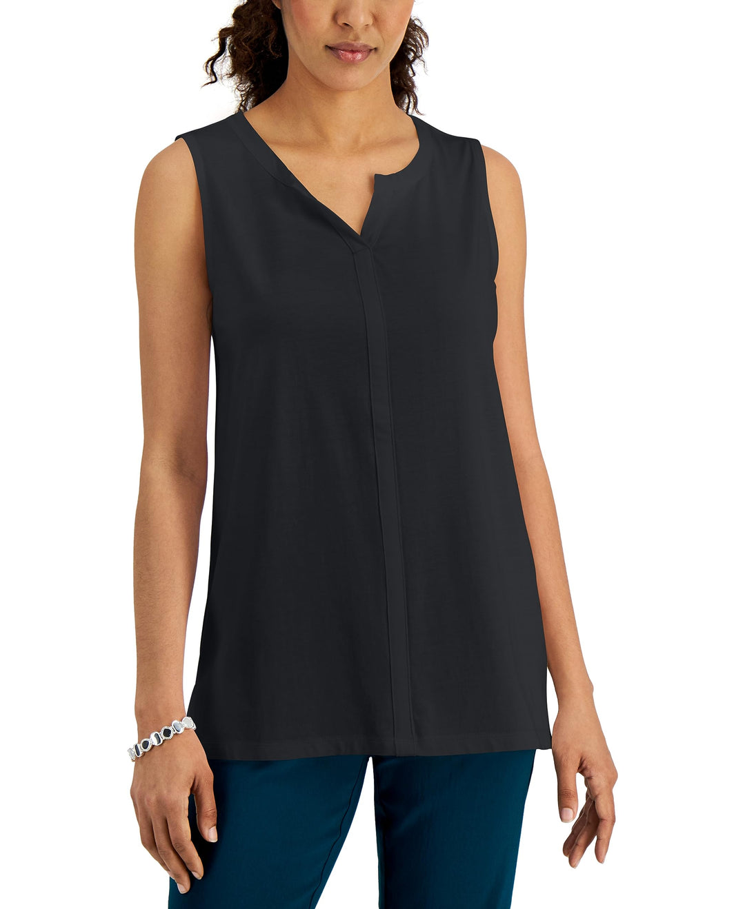 Karen Scott Split Neck Sleeveless Tunic