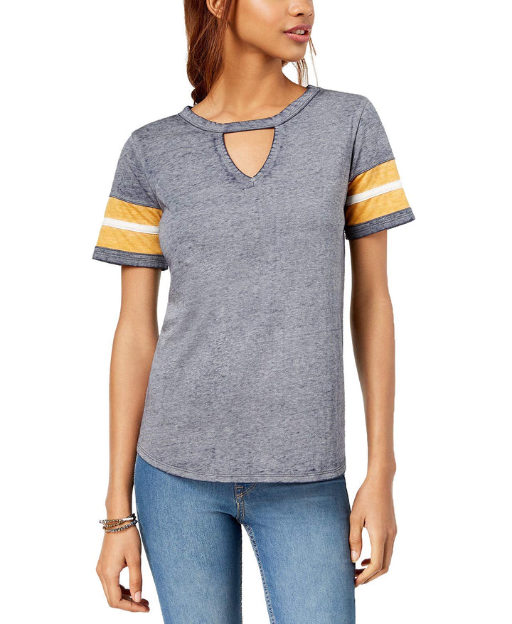 Hippie Rose Juniors Cutout Varsity T-Shirt