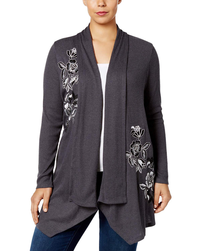 INC International Concepts Plus Size Embroidered Open Cardigan