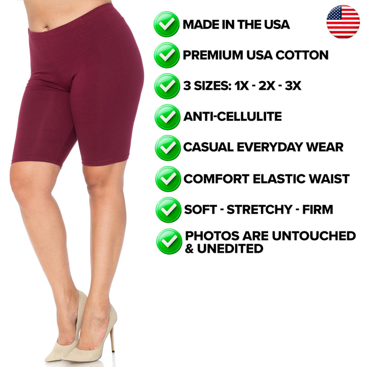 USA Basic Cotton Plus Size Thigh Shorts - Bermuda Shorts