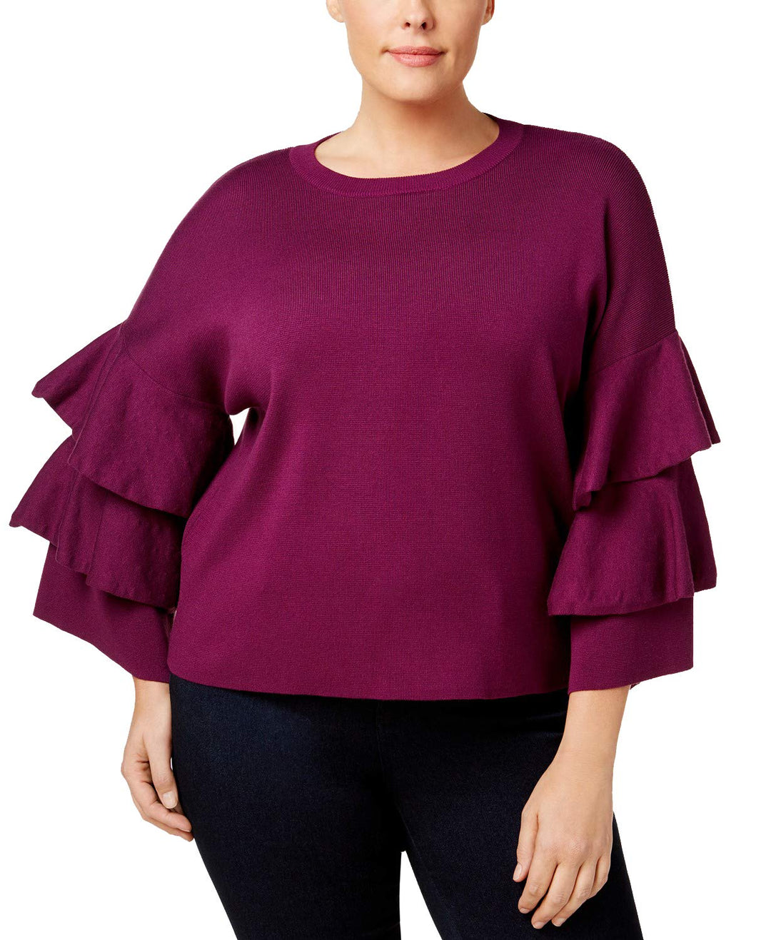 NY Collection Petite Plus Size Ruffled Bell Sleeve Sweater