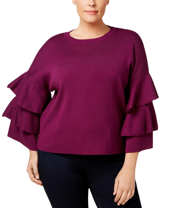 NY Collection Petite Plus Size Ruffled Bell Sleeve Sweater