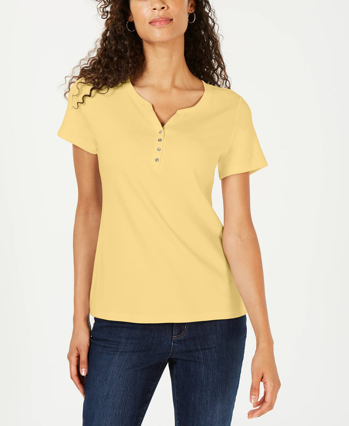 Karen Scott Petite Cotton Henley Top