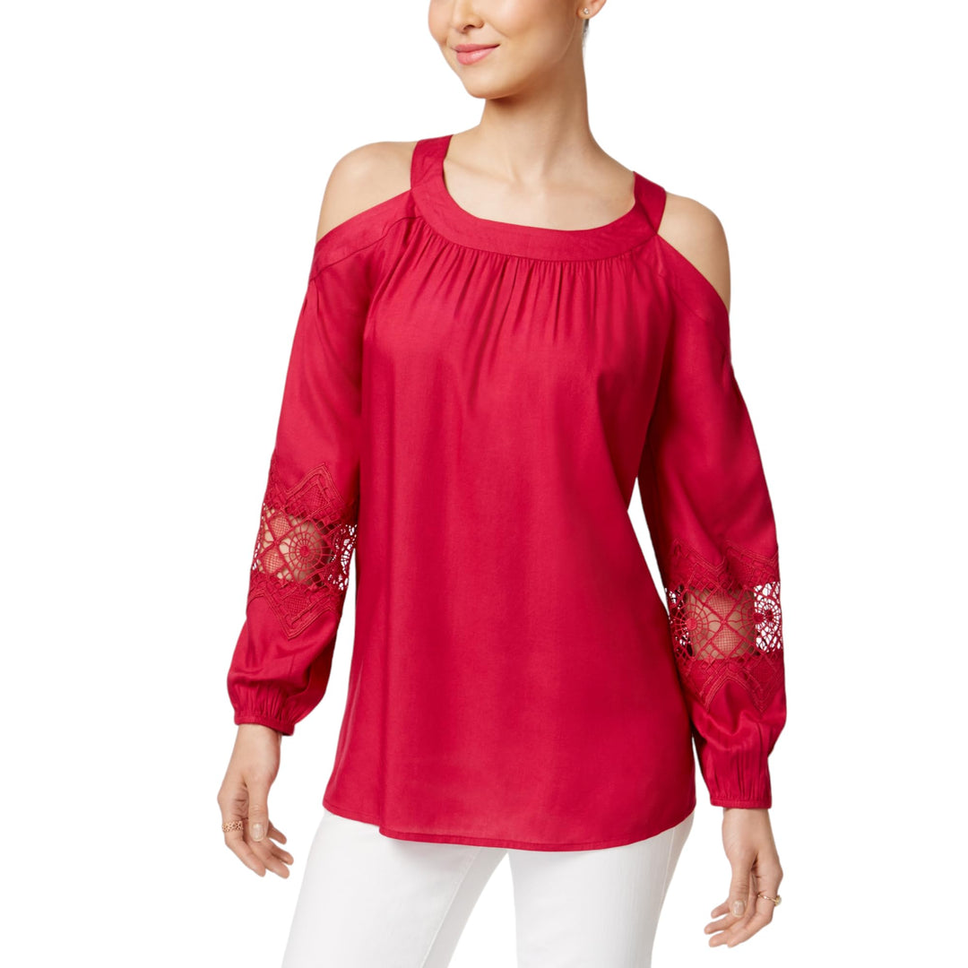 Style & Co. Cold Shoulder Crochet Trim Top