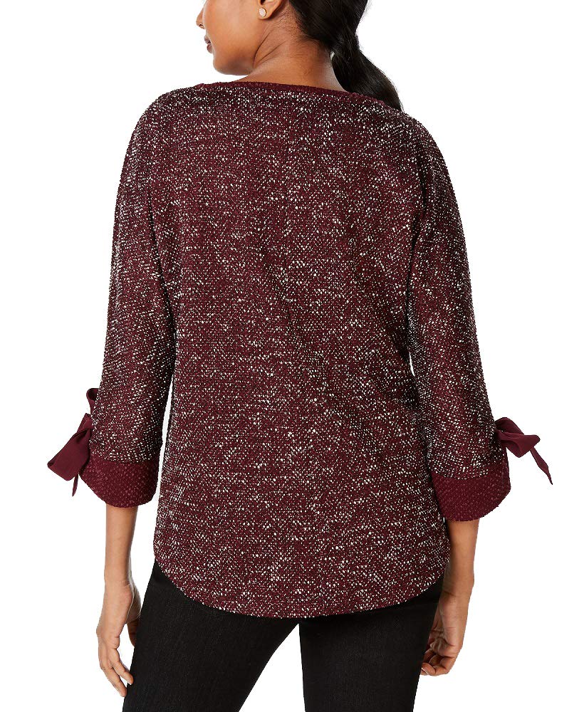 Charter Club 3/4 Sleeve Bow Trim Top
