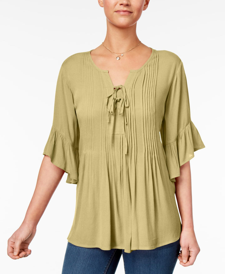 Style & Co Petite Pintucked Peasant Top