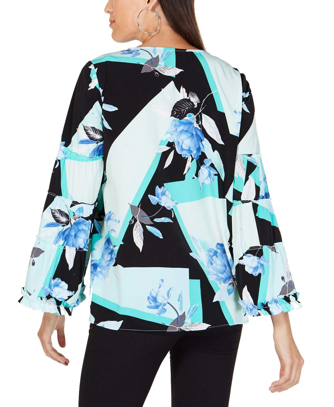 Printed Ruffle-Trim Top