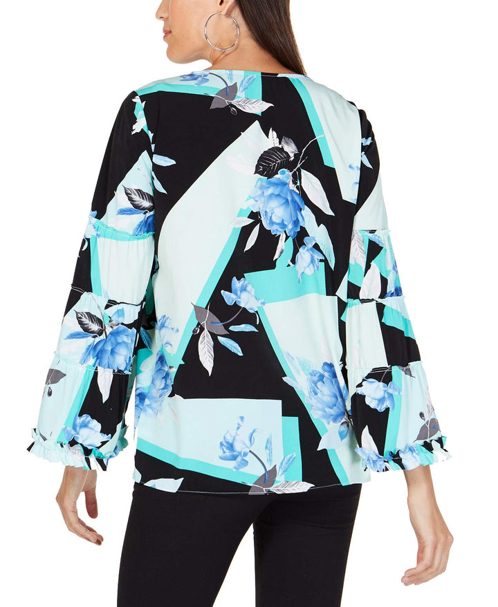 Printed Ruffle-Trim Top