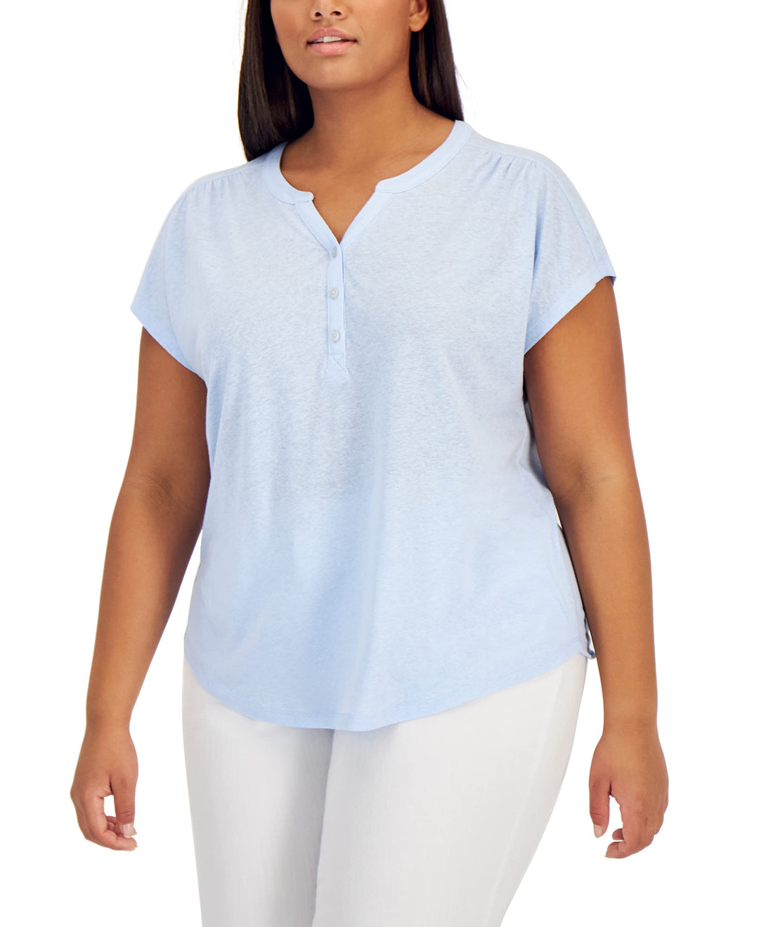 Style & Co Plus Size Split Neck Top