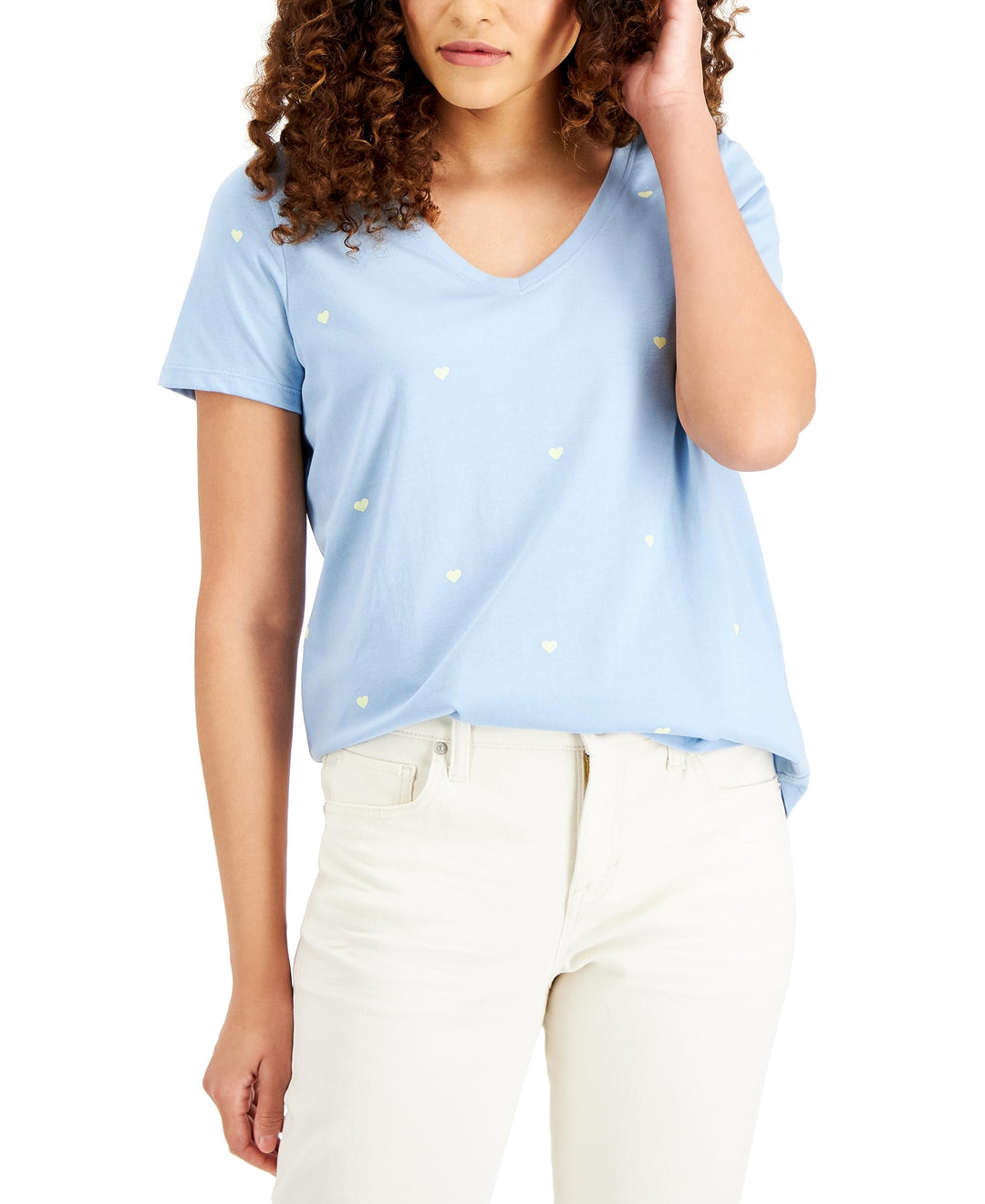 Style & Co Petite Open Heart Cotton T-Shirt