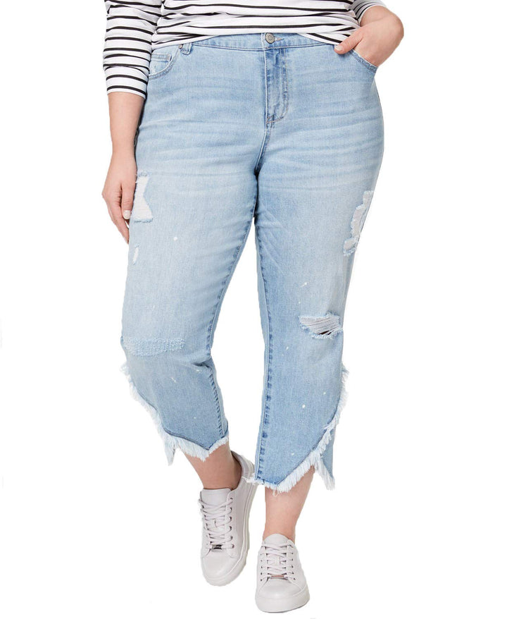 Trendy Plus Size Cropped Destructed Jeans
