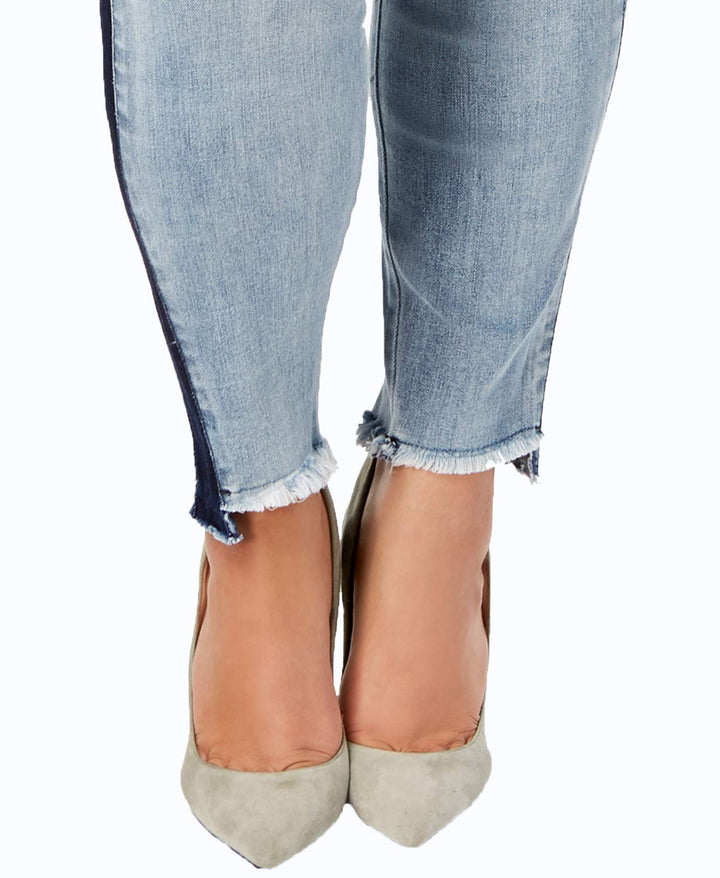 Celebrity Pink Trendy Plus Size Destructed Raw Hem Skinny Jeans