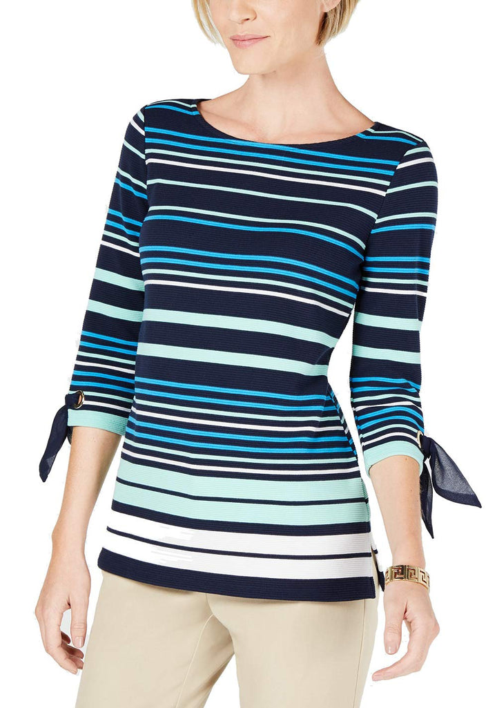 Striped Tie-Sleeve Top
