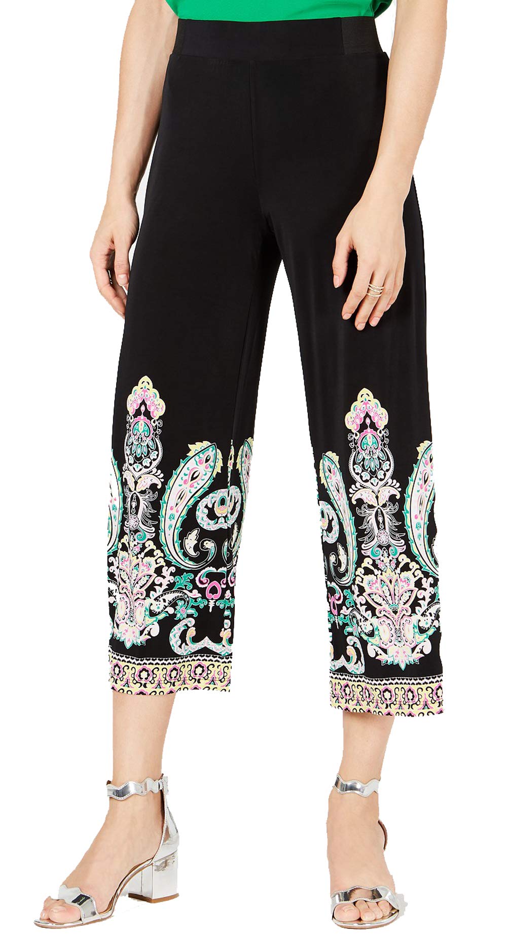 INC Petite Printed Cropped Wide-Leg Pants