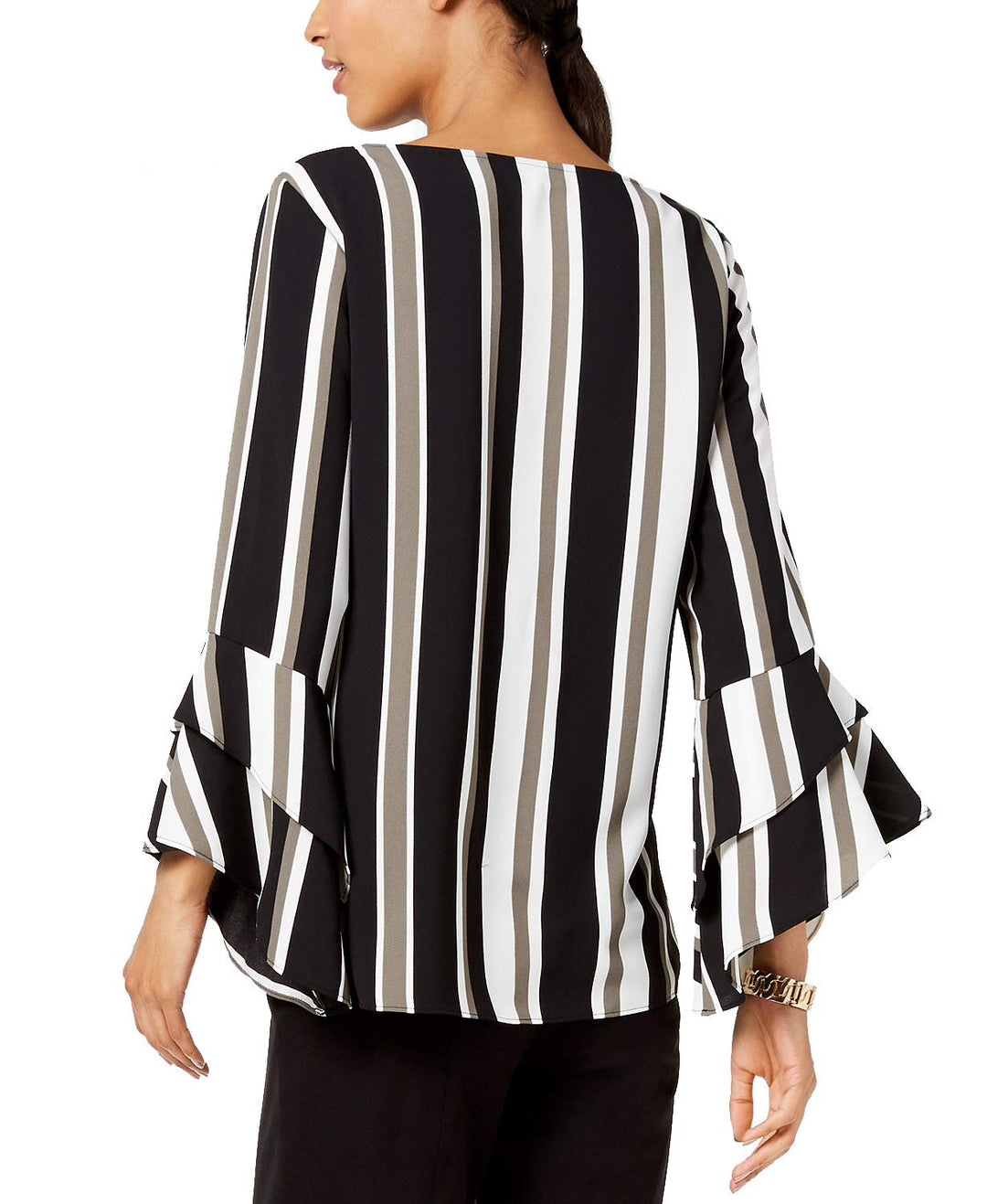 Striped Ruffled-Sleeve Top