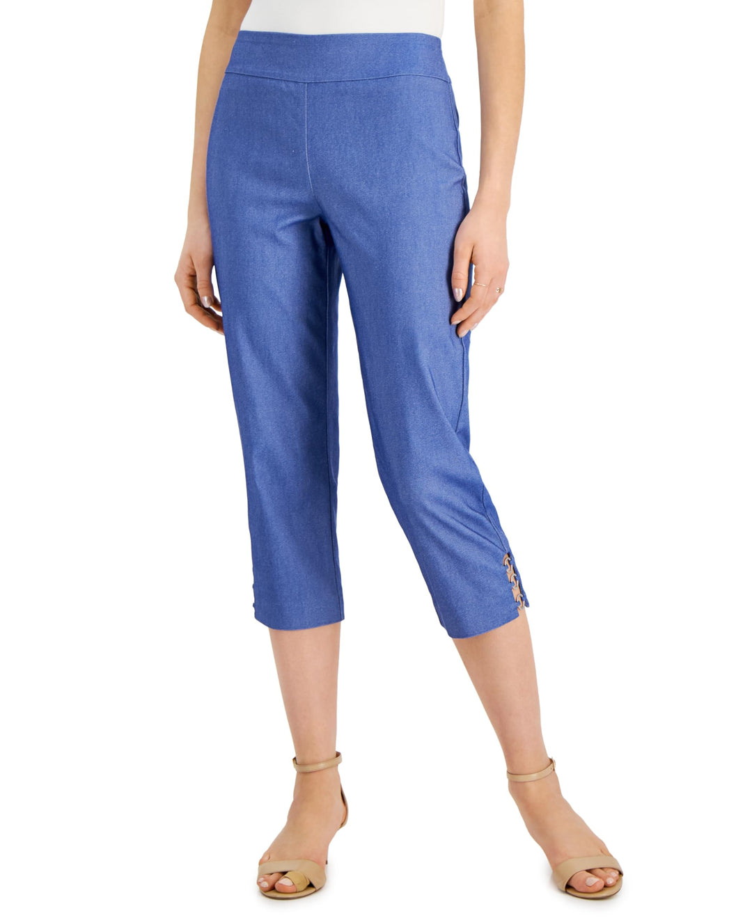 JM Collection Womens Denim Ring Detail Capri Pants