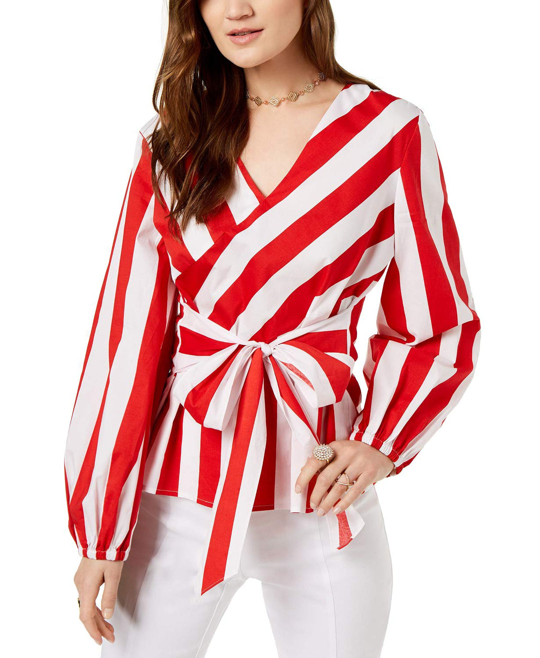 Striped Wrap Blouse
