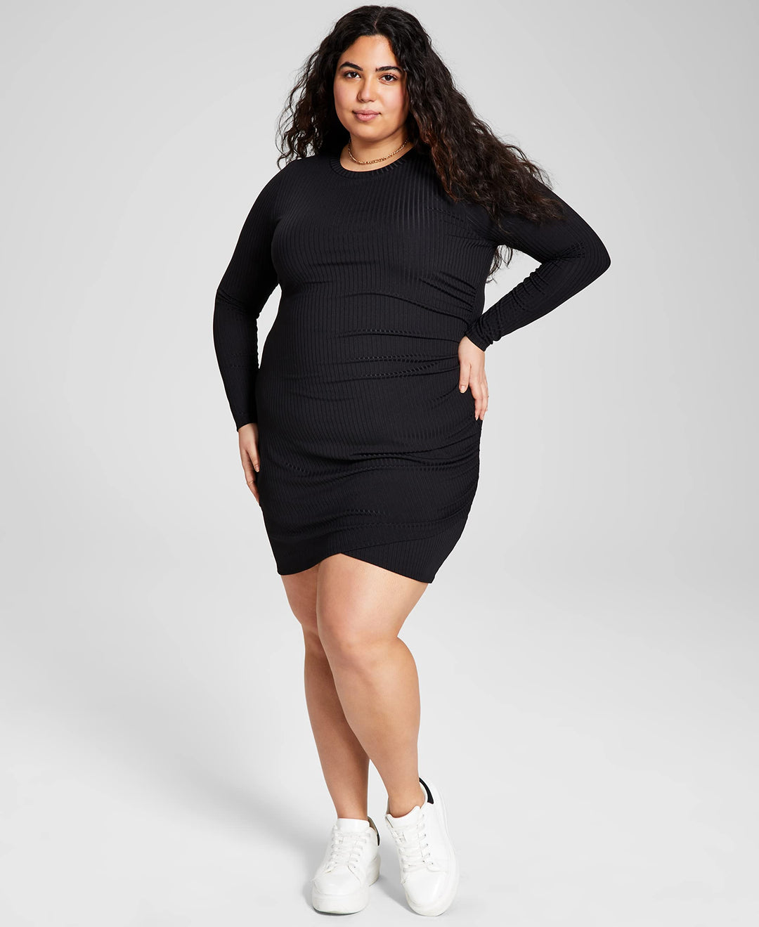 ruched side dress plus size Plus Size Side Ruched Sleeveless High Neck Sheath Dress
