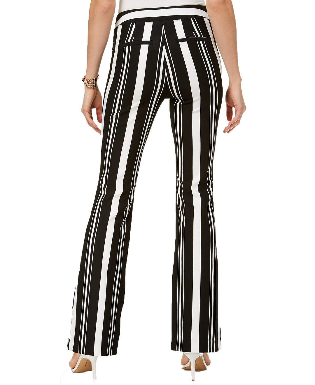 Curvy Striped Ponte Knit Bootcut Pants