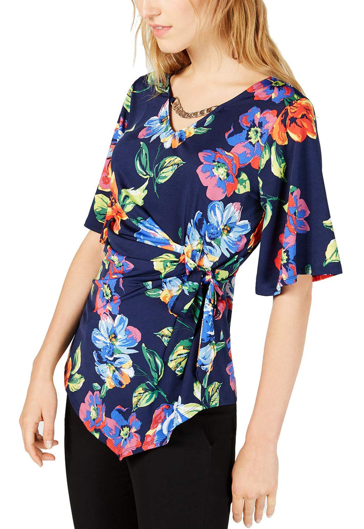 NY Collection Petite Embellished Tie Waist Top