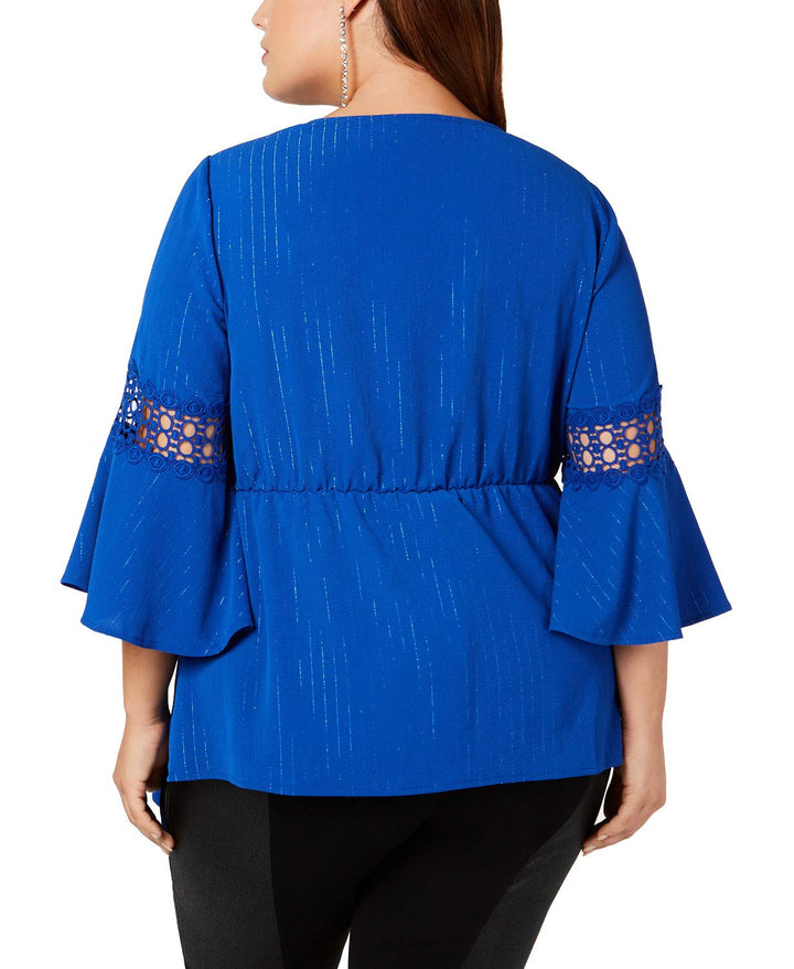 NY Collection Plus Size Faux Wrap V Neck Top