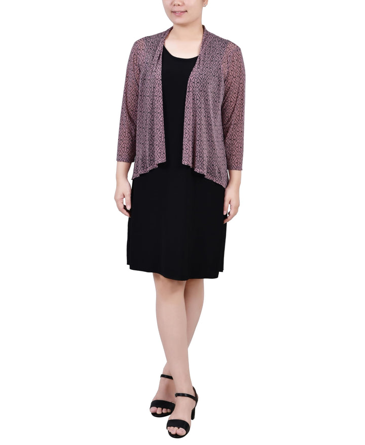 NY Collection Petite Cardigan Dress Set 2 Piece