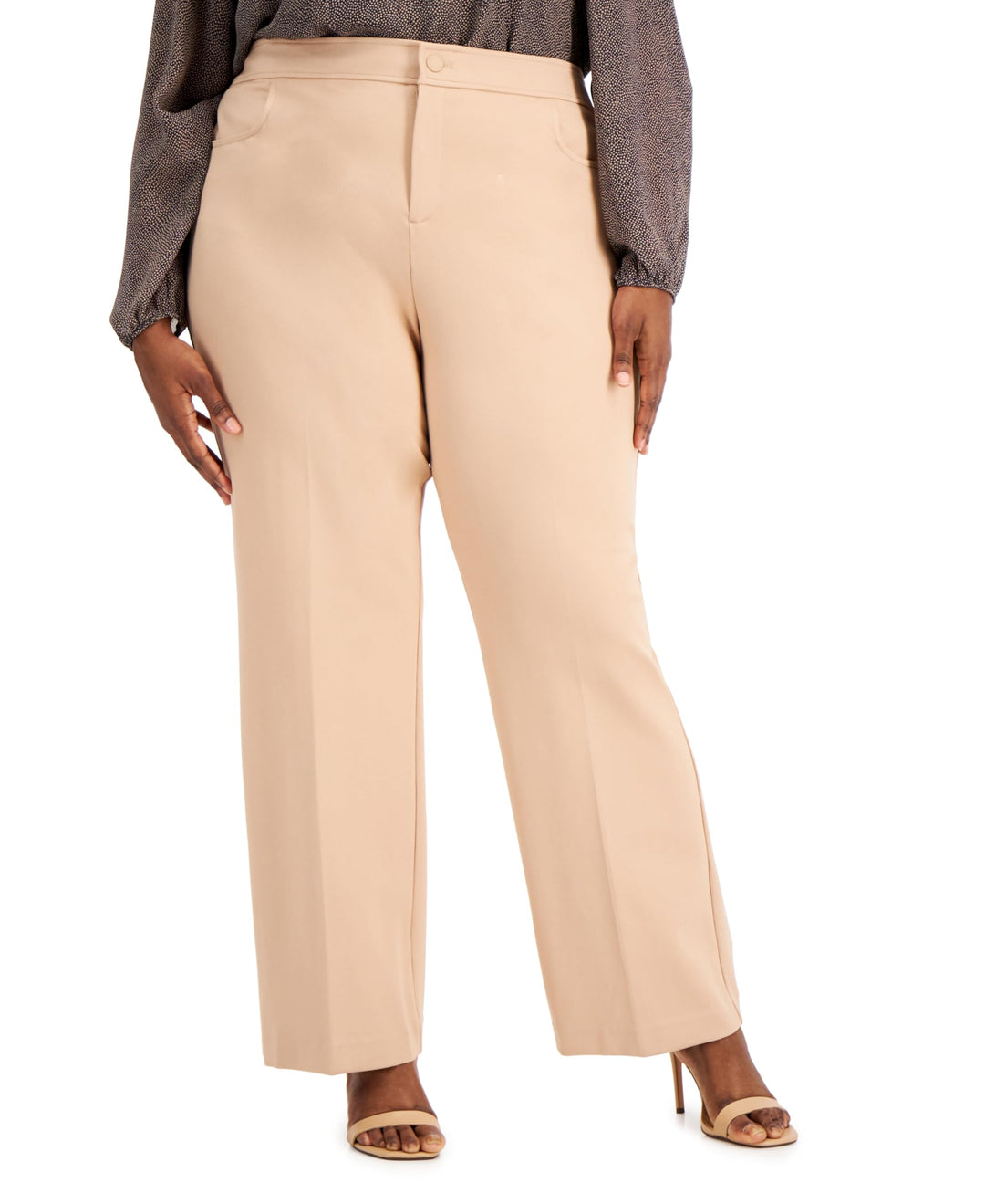 Anne Klein Plus Size Solid Flare Leg Pants