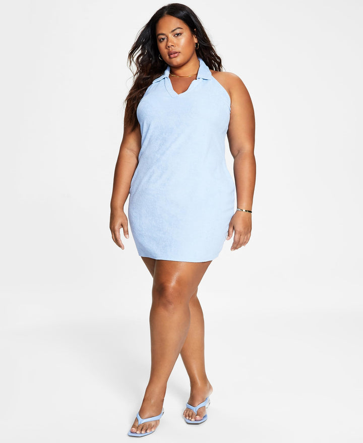 Bar III Trendy Plus Size Terry Halter Mini Dress