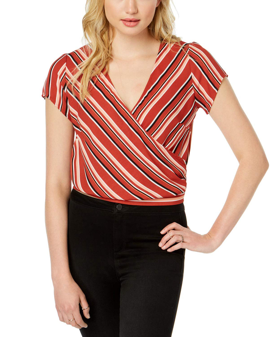 Ultra Flirt By Ikeddi Juniors Striped Wrap Top