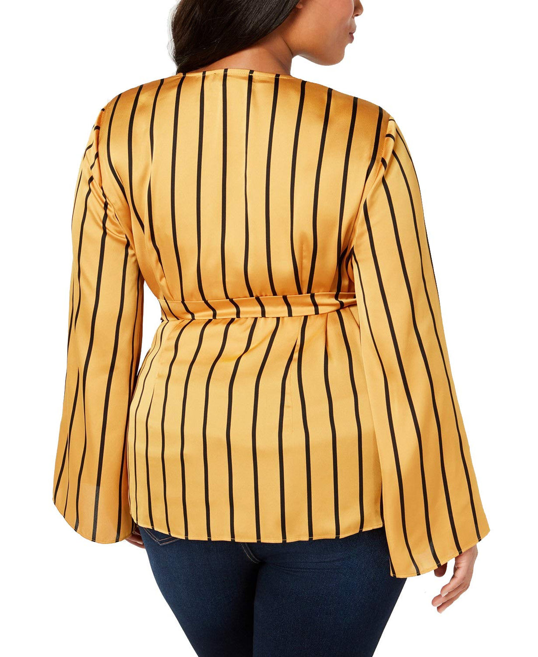 I.N.C. Plus Size Striped Wrap Top