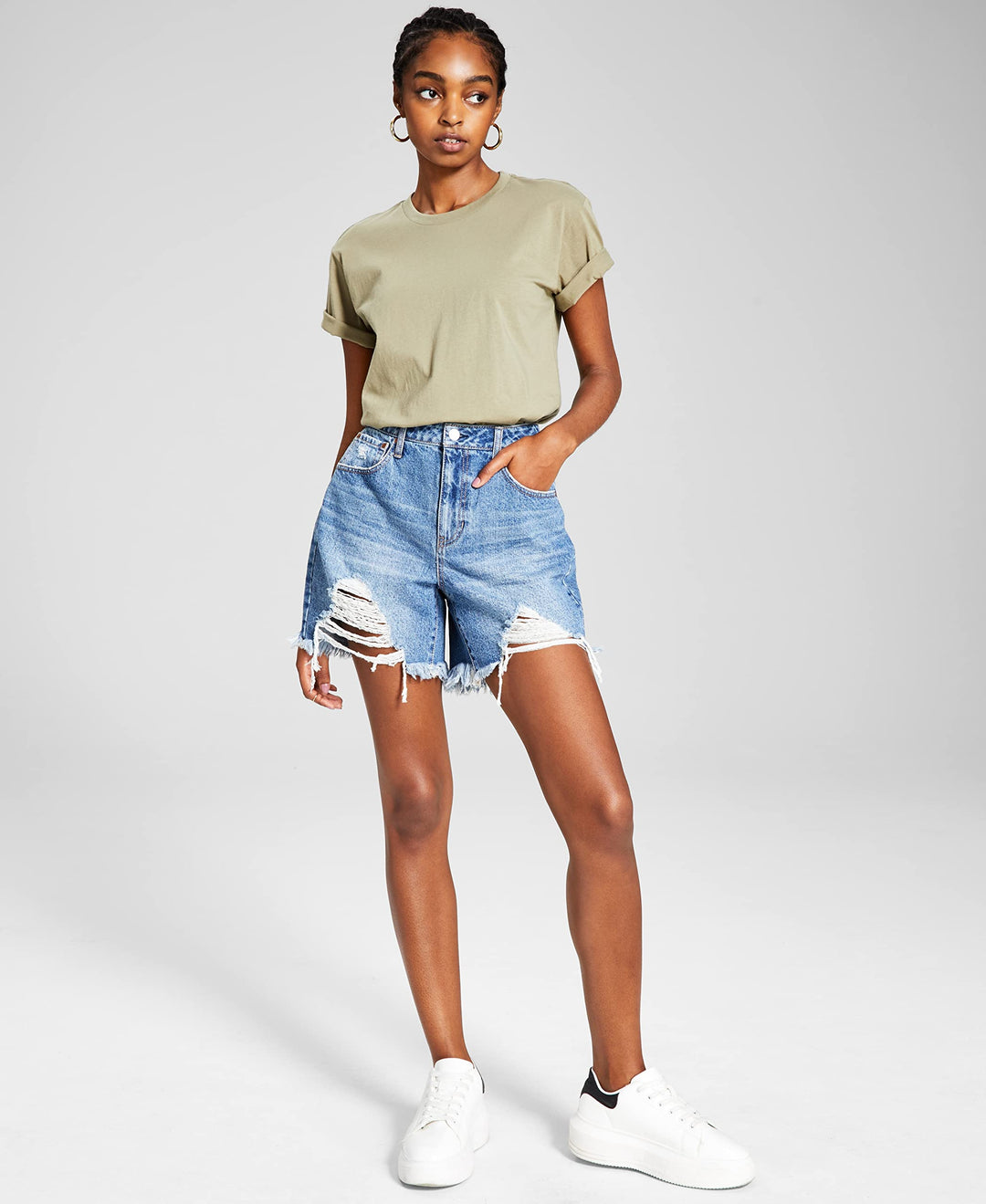 Now This Womens Cotton Denim Boyfriend Shorts