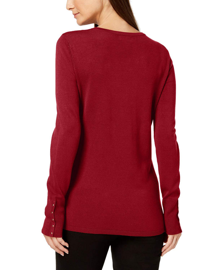 JM Collection Petite Embellished Cuff Sweater