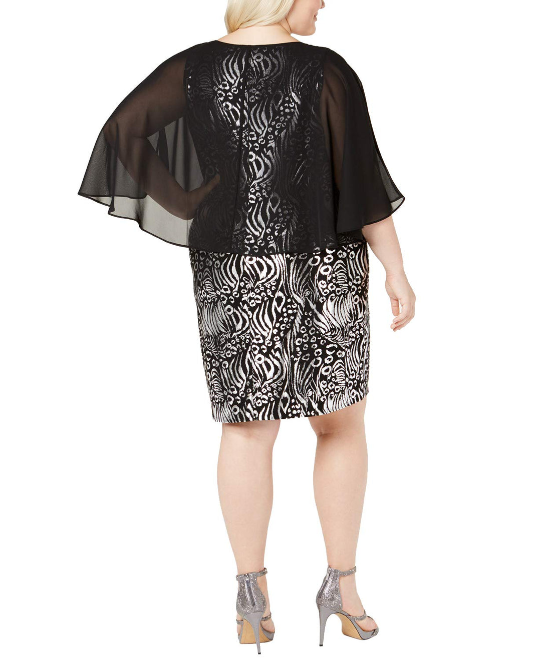 NY Collection Plus Size Metallic Jacquard Cape Dress Also Available In Petite Plus Size