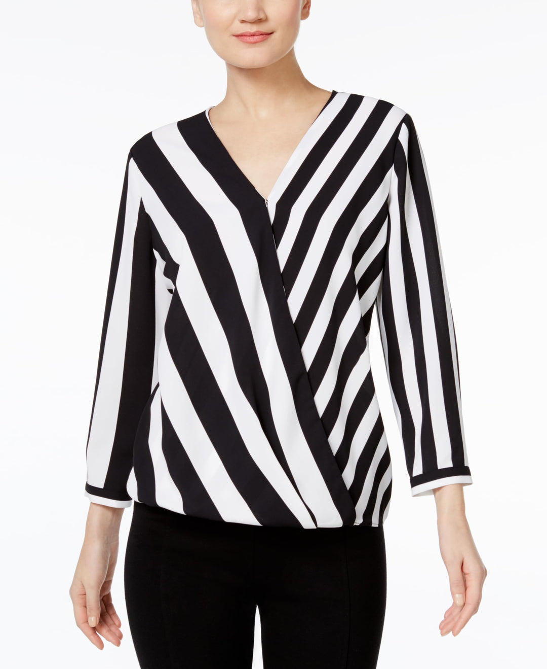 Alfani Striped High Low Blouse