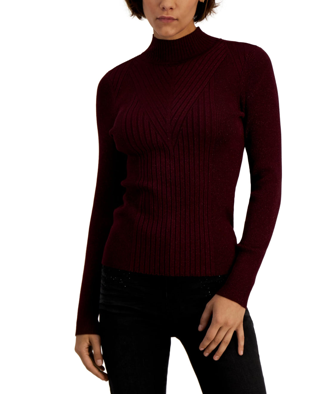 INC International Concepts Womens Shine Ribbed Turtleneck Sweater