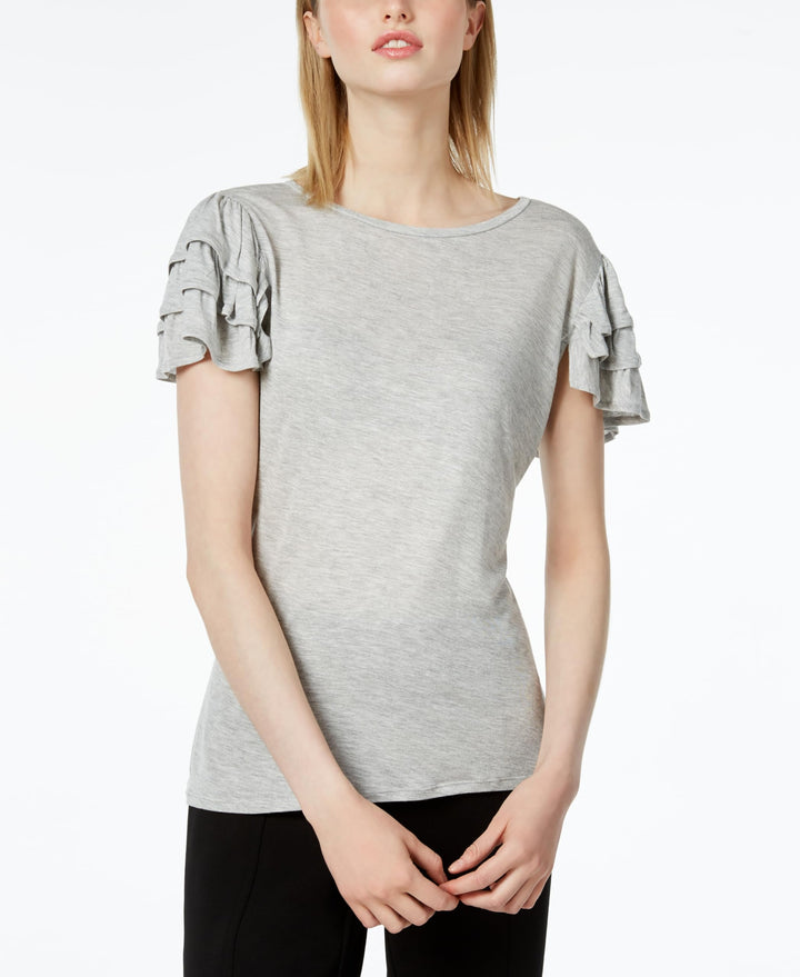 Bar III Ruffled Short Sleeve Top
