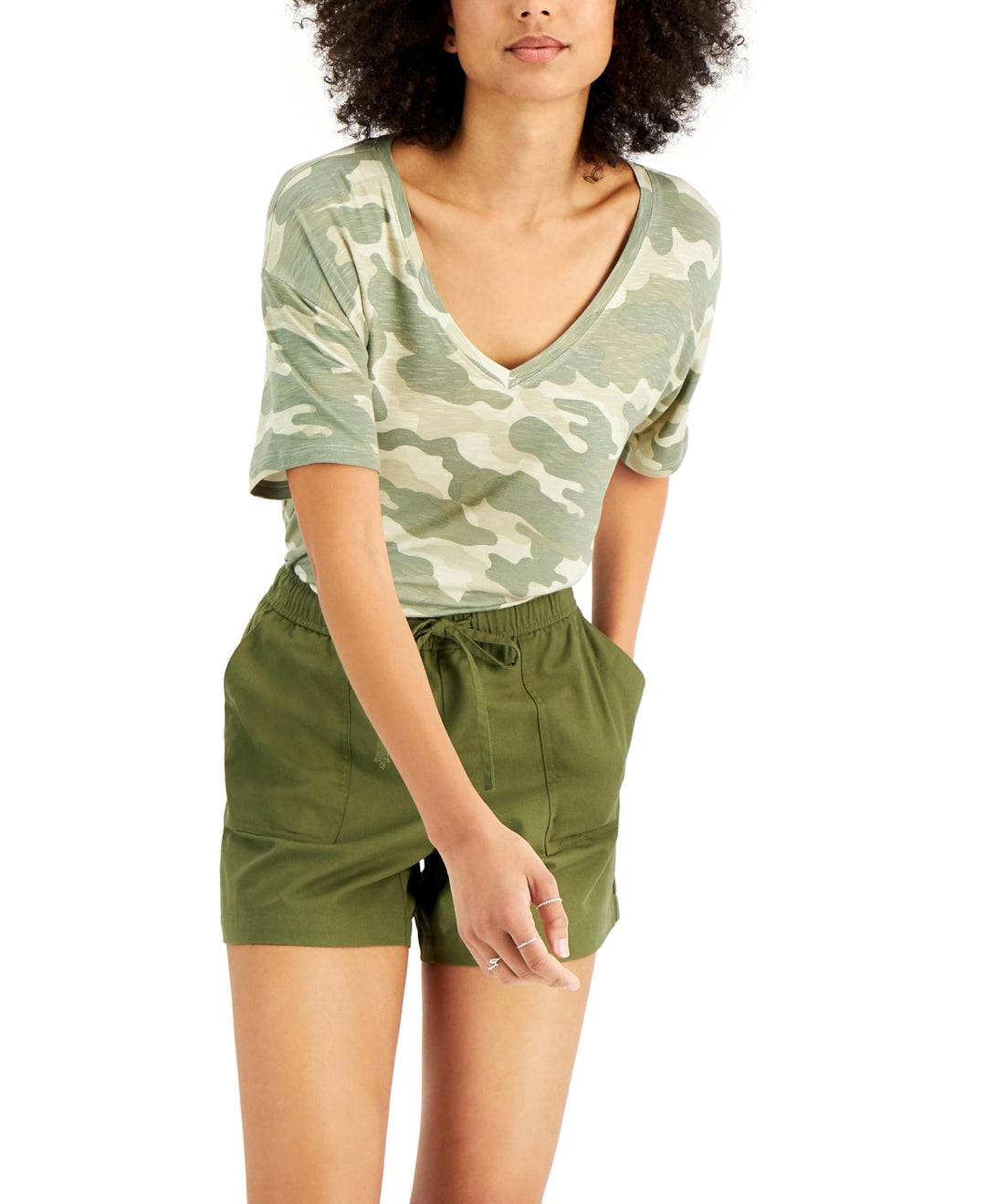 Style & Co Drapey V Neck Short Sleeve T-Shirt