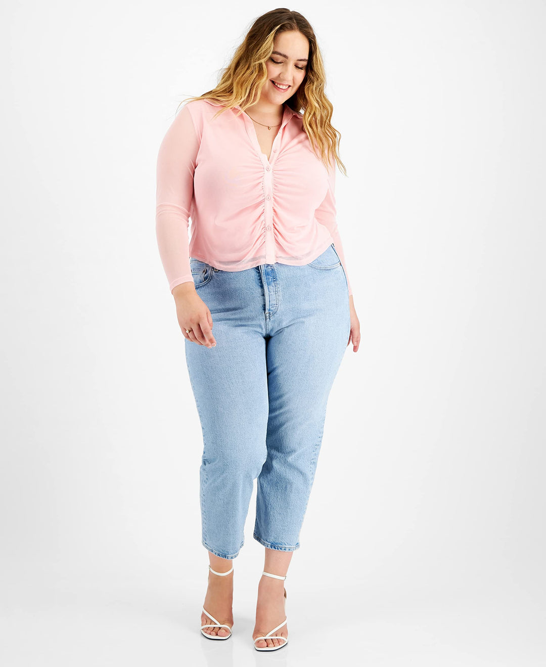 Bar III Trendy Plus Size Gathered Front Shirt