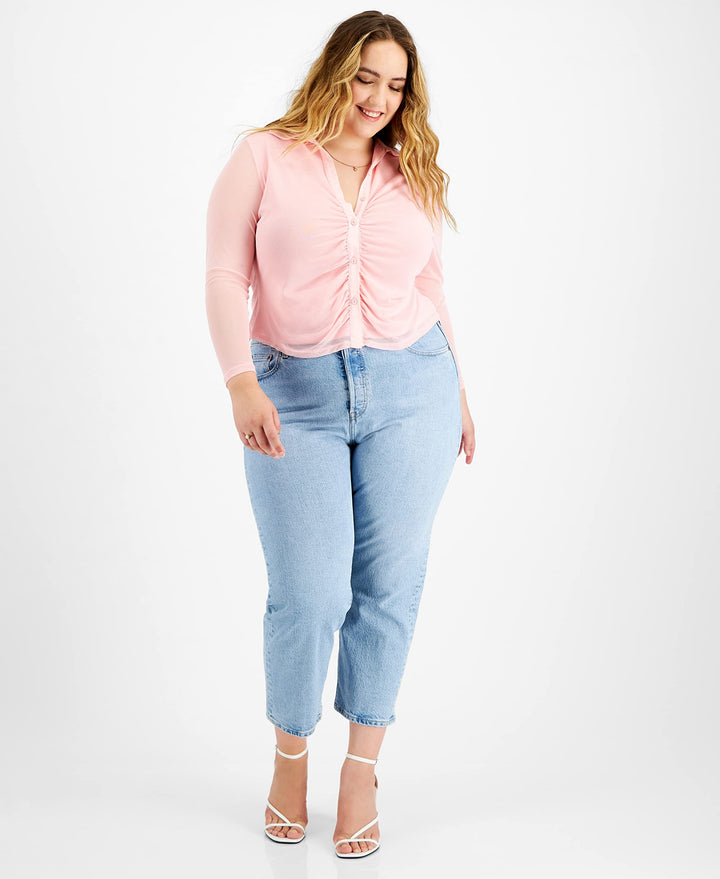Bar III Trendy Plus Size Gathered Front Shirt