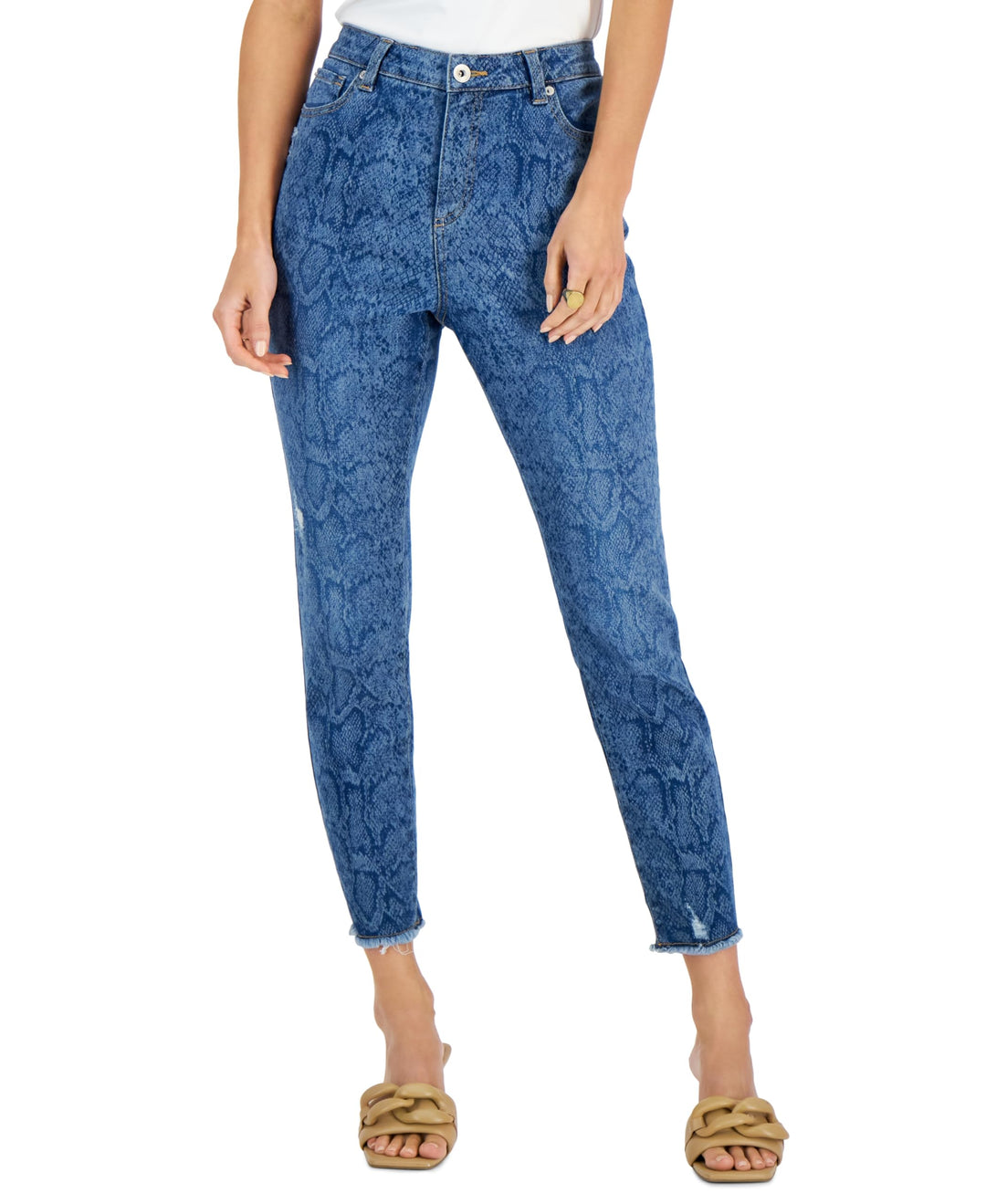 International Concepts Petite High Rise Snake Print Skinny Jeans