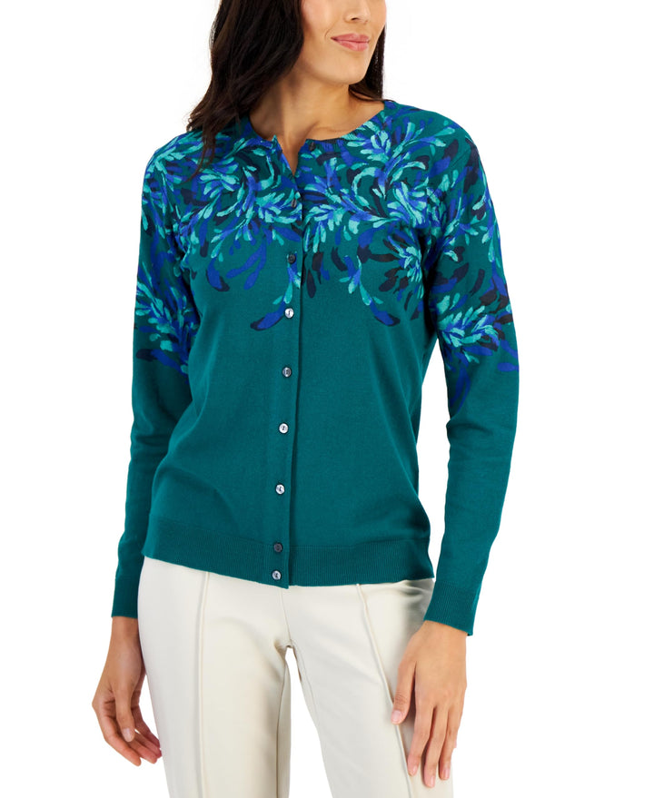 Karen Scott Womens Brushstroke Cardigan